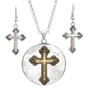 John 3:16 Prayer Verse Long Necklace Earrings Set
